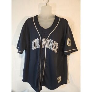 Rapid Dominance Men's Air Force Embroidered Navy Blue Baseball Jersey Size L